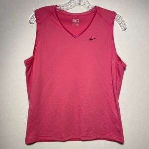 Nike Muscle Tee Girls Large 12-14 Vivid Pink V-neck Tank Outdoor Sports‎ Sporty